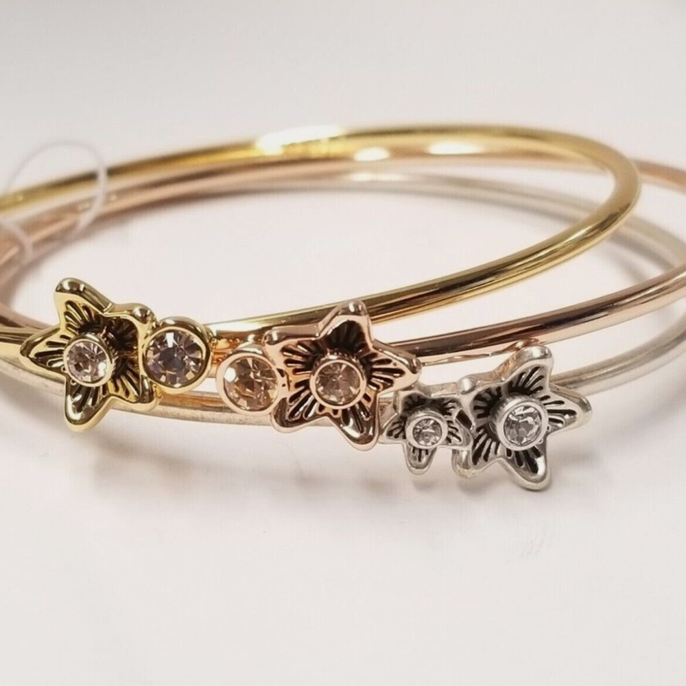 Coach Wildflower Bangle Bracelet Set 3 tricolor bracelets with flowers NWTS